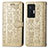 Leather Case Stands Fashionable Pattern Flip Cover Holder S03D for Vivo X70 Pro 5G Gold