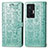 Leather Case Stands Fashionable Pattern Flip Cover Holder S03D for Vivo X70 Pro 5G Green