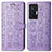 Leather Case Stands Fashionable Pattern Flip Cover Holder S03D for Vivo X70 Pro 5G Purple