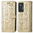 Leather Case Stands Fashionable Pattern Flip Cover Holder S03D for Vivo X70t Gold