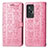 Leather Case Stands Fashionable Pattern Flip Cover Holder S03D for Vivo X70t Pink