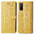 Leather Case Stands Fashionable Pattern Flip Cover Holder S03D for Vivo Y11s Yellow