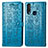 Leather Case Stands Fashionable Pattern Flip Cover Holder S03D for Vivo Y12 Blue