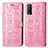 Leather Case Stands Fashionable Pattern Flip Cover Holder S03D for Vivo Y12G Pink