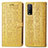 Leather Case Stands Fashionable Pattern Flip Cover Holder S03D for Vivo Y12G Yellow