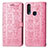 Leather Case Stands Fashionable Pattern Flip Cover Holder S03D for Vivo Y17 Pink