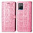 Leather Case Stands Fashionable Pattern Flip Cover Holder S03D for Vivo Y21 Pink