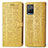 Leather Case Stands Fashionable Pattern Flip Cover Holder S03D for Vivo Y21 Yellow