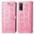 Leather Case Stands Fashionable Pattern Flip Cover Holder S03D for Vivo Y30 Pink
