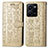 Leather Case Stands Fashionable Pattern Flip Cover Holder S03D for Vivo Y35 4G Gold