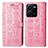 Leather Case Stands Fashionable Pattern Flip Cover Holder S03D for Vivo Y35 4G Pink