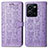 Leather Case Stands Fashionable Pattern Flip Cover Holder S03D for Vivo Y35 4G Purple