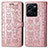 Leather Case Stands Fashionable Pattern Flip Cover Holder S03D for Vivo Y35 4G Rose Gold