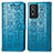 Leather Case Stands Fashionable Pattern Flip Cover Holder S03D for Vivo Y74s 5G Blue