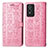 Leather Case Stands Fashionable Pattern Flip Cover Holder S03D for Vivo Y74s 5G Pink