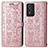 Leather Case Stands Fashionable Pattern Flip Cover Holder S03D for Vivo Y74s 5G Rose Gold