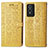 Leather Case Stands Fashionable Pattern Flip Cover Holder S03D for Vivo Y74s 5G Yellow