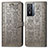 Leather Case Stands Fashionable Pattern Flip Cover Holder S03D for Vivo Y76 5G Gray