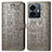 Leather Case Stands Fashionable Pattern Flip Cover Holder S03D for Vivo Y77e 5G Gray