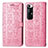 Leather Case Stands Fashionable Pattern Flip Cover Holder S03D for Xiaomi Mi 10S 5G Pink