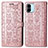 Leather Case Stands Fashionable Pattern Flip Cover Holder S03D for Xiaomi Poco C50 Rose Gold