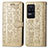 Leather Case Stands Fashionable Pattern Flip Cover Holder S03D for Xiaomi Poco F4 5G Gold