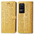 Leather Case Stands Fashionable Pattern Flip Cover Holder S03D for Xiaomi Poco F4 5G Yellow