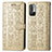 Leather Case Stands Fashionable Pattern Flip Cover Holder S03D for Xiaomi POCO M3 Pro 5G Gold