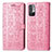 Leather Case Stands Fashionable Pattern Flip Cover Holder S03D for Xiaomi POCO M3 Pro 5G Pink