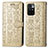 Leather Case Stands Fashionable Pattern Flip Cover Holder S03D for Xiaomi Redmi 10 (2022) Gold