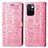 Leather Case Stands Fashionable Pattern Flip Cover Holder S03D for Xiaomi Redmi 10 (2022) Pink