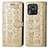 Leather Case Stands Fashionable Pattern Flip Cover Holder S03D for Xiaomi Redmi 10 India Gold