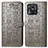 Leather Case Stands Fashionable Pattern Flip Cover Holder S03D for Xiaomi Redmi 10 India Gray