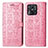 Leather Case Stands Fashionable Pattern Flip Cover Holder S03D for Xiaomi Redmi 10 India Pink