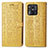 Leather Case Stands Fashionable Pattern Flip Cover Holder S03D for Xiaomi Redmi 10 India Yellow