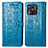 Leather Case Stands Fashionable Pattern Flip Cover Holder S03D for Xiaomi Redmi 10 Power Blue