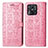 Leather Case Stands Fashionable Pattern Flip Cover Holder S03D for Xiaomi Redmi 10 Power Pink