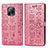 Leather Case Stands Fashionable Pattern Flip Cover Holder S03D for Xiaomi Redmi 10X 5G Pink