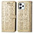 Leather Case Stands Fashionable Pattern Flip Cover Holder S03D for Xiaomi Redmi 12 4G Gold