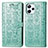 Leather Case Stands Fashionable Pattern Flip Cover Holder S03D for Xiaomi Redmi 12 4G Green