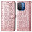 Leather Case Stands Fashionable Pattern Flip Cover Holder S03D for Xiaomi Redmi 12C 4G Pink