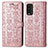 Leather Case Stands Fashionable Pattern Flip Cover Holder S03D for Xiaomi Redmi 9 Power Pink