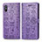 Leather Case Stands Fashionable Pattern Flip Cover Holder S03D for Xiaomi Redmi 9A Purple