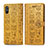 Leather Case Stands Fashionable Pattern Flip Cover Holder S03D for Xiaomi Redmi 9A Yellow