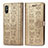 Leather Case Stands Fashionable Pattern Flip Cover Holder S03D for Xiaomi Redmi 9AT Gold