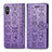 Leather Case Stands Fashionable Pattern Flip Cover Holder S03D for Xiaomi Redmi 9AT Purple