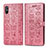 Leather Case Stands Fashionable Pattern Flip Cover Holder S03D for Xiaomi Redmi 9i Pink