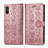 Leather Case Stands Fashionable Pattern Flip Cover Holder S03D for Xiaomi Redmi 9i Rose Gold