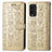 Leather Case Stands Fashionable Pattern Flip Cover Holder S03D for Xiaomi Redmi 9T 4G Gold