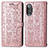 Leather Case Stands Fashionable Pattern Flip Cover Holder S03D for Xiaomi Redmi K40 Gaming 5G Rose Gold